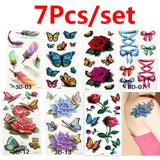 7PCS HQ Beautiful 3D Waterproof Temporary Tattoo