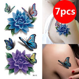 7PCS HQ Beautiful 3D Waterproof Temporary Tattoo