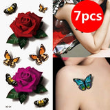 7PCS HQ Beautiful 3D Waterproof Temporary Tattoo